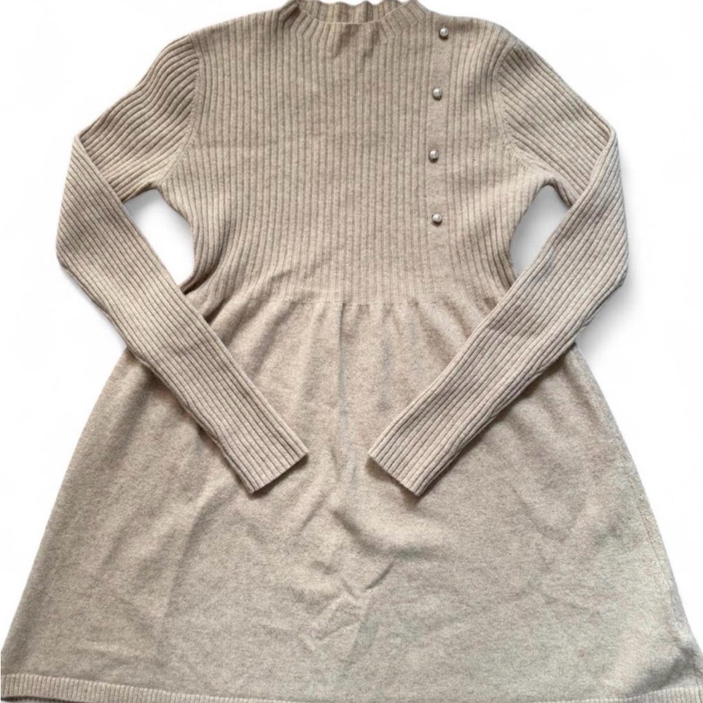 Elegant Beige Long Sleeve Dress